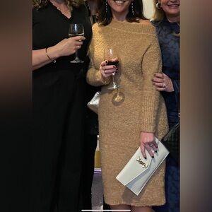 Express One Shoulder Tan Dress